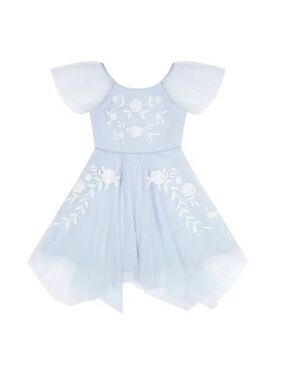 Kensie Girl Pale Blue Floral Appliqué Tulle Dress